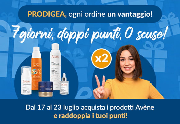 Guadagna punti doppi: acquista i prodotti Avène, i tuoi punti PRO vengono raddoppiati.