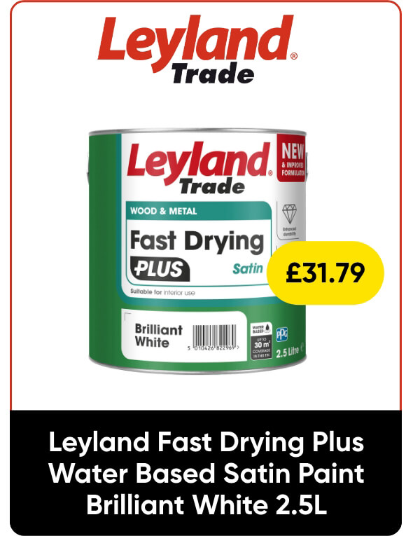 Leyland Fast Drying Plus Water Based Satin Paint Brilliant White 2.5L