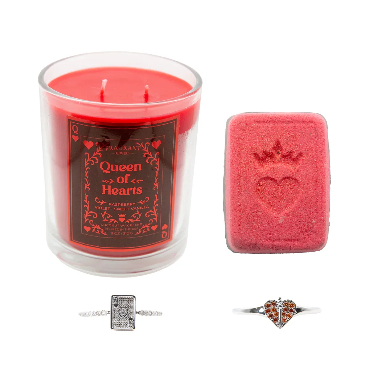 Queen of Hearts - Candle and Bath Bomb Set