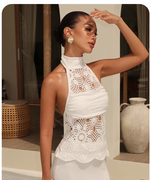 Tessie Knit & Crochet Maxi Dress - Ivory
