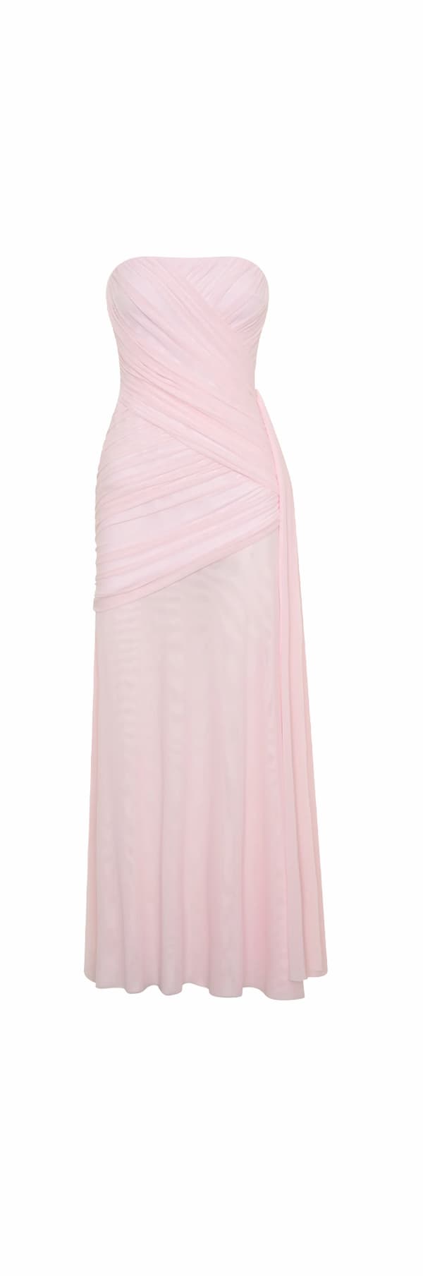Monet Strapless Ruched Mesh Maxi Dress - Ballet Pink