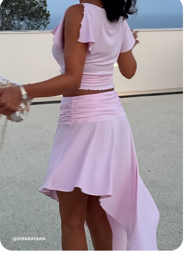 Talise Modal Hankie Midi Skirt - Ballet Pink