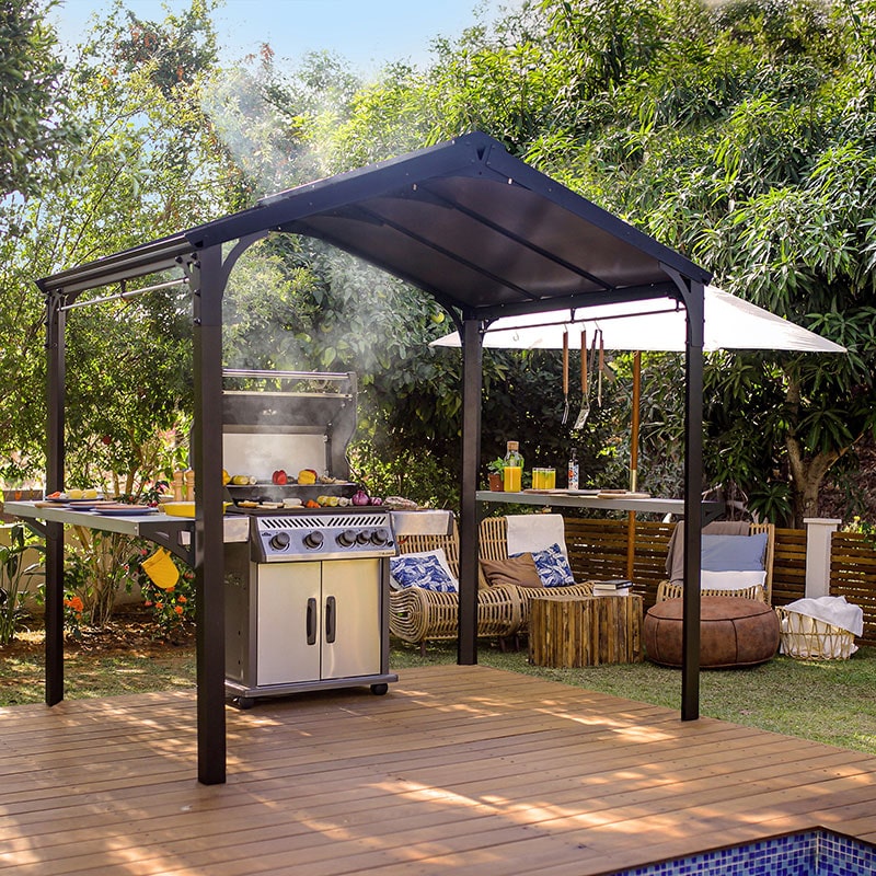 Image of 8' x 6' Palram Canopia Austin 2400 BBQ Shelter Gazebo
