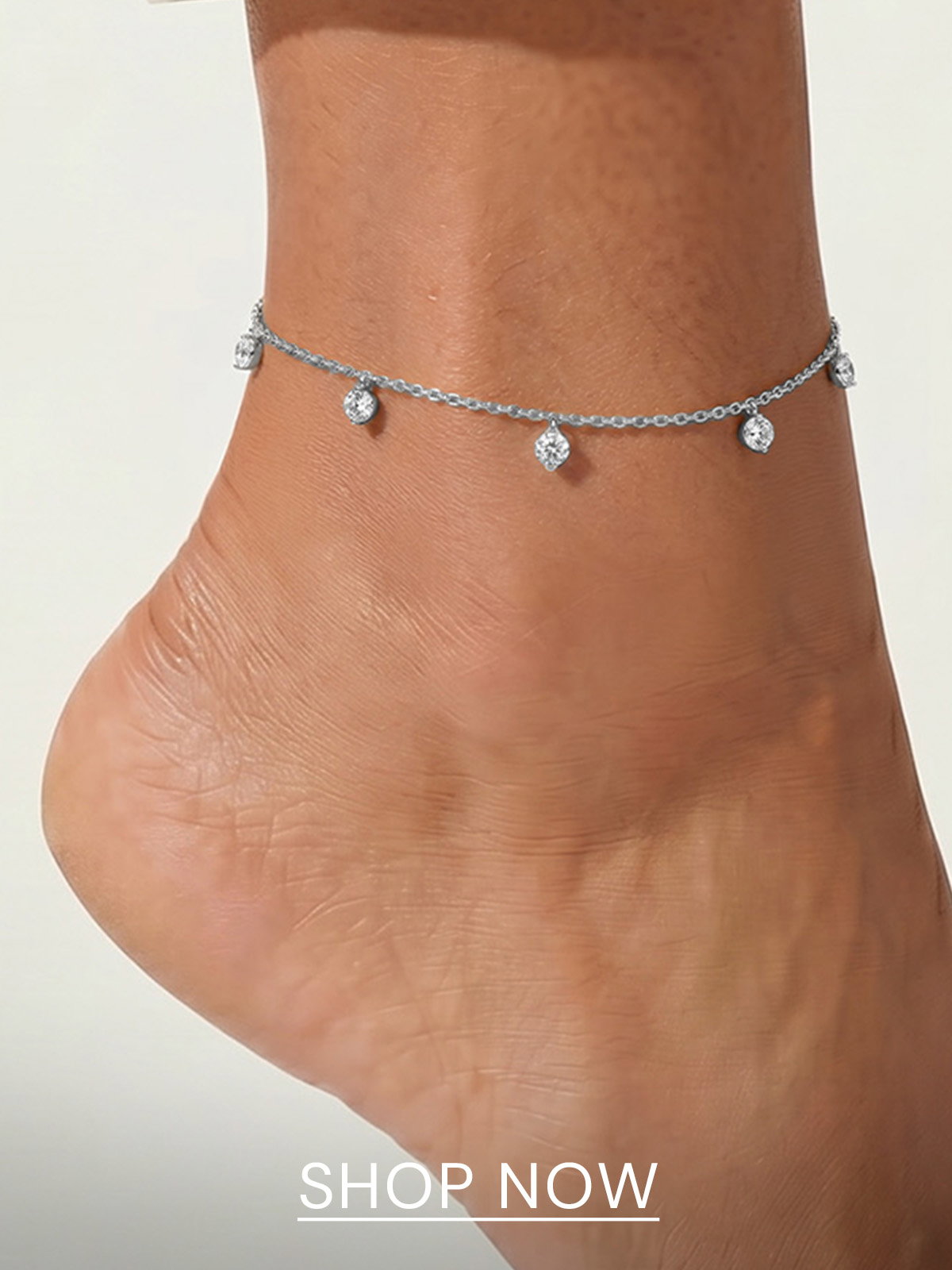 The Anklet - 1.00ct Round Cut Lab Diamond in Sterling Silver