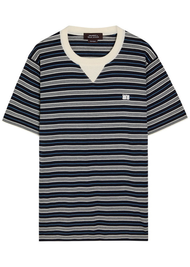 WALES BONNER Song striped fine-knit wool-blend T-shirt