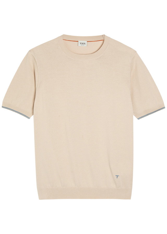TODS Striped detail knit cotton T-shirt