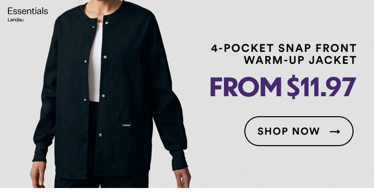 Landau Essentials | 4-Pocket Snap-Front Warm-Up Jacket | $17.99 | Shop Now