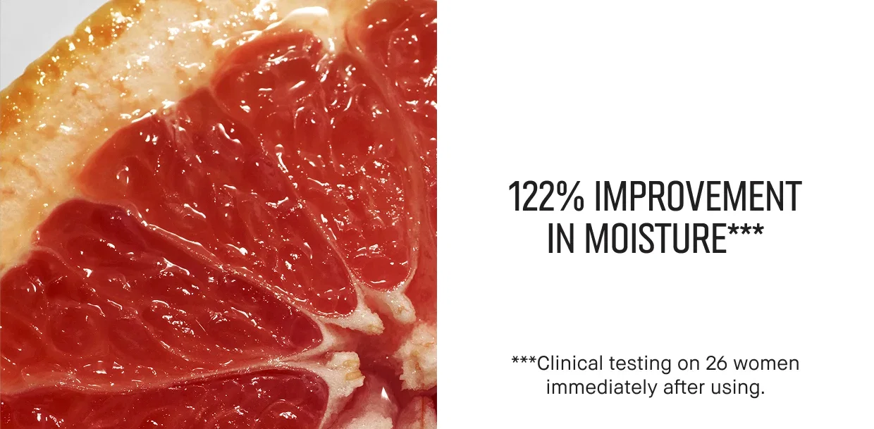 122% IMPROVEMENT IN MOISTURE*** | *** Clinical testing on 26 women immediately after using