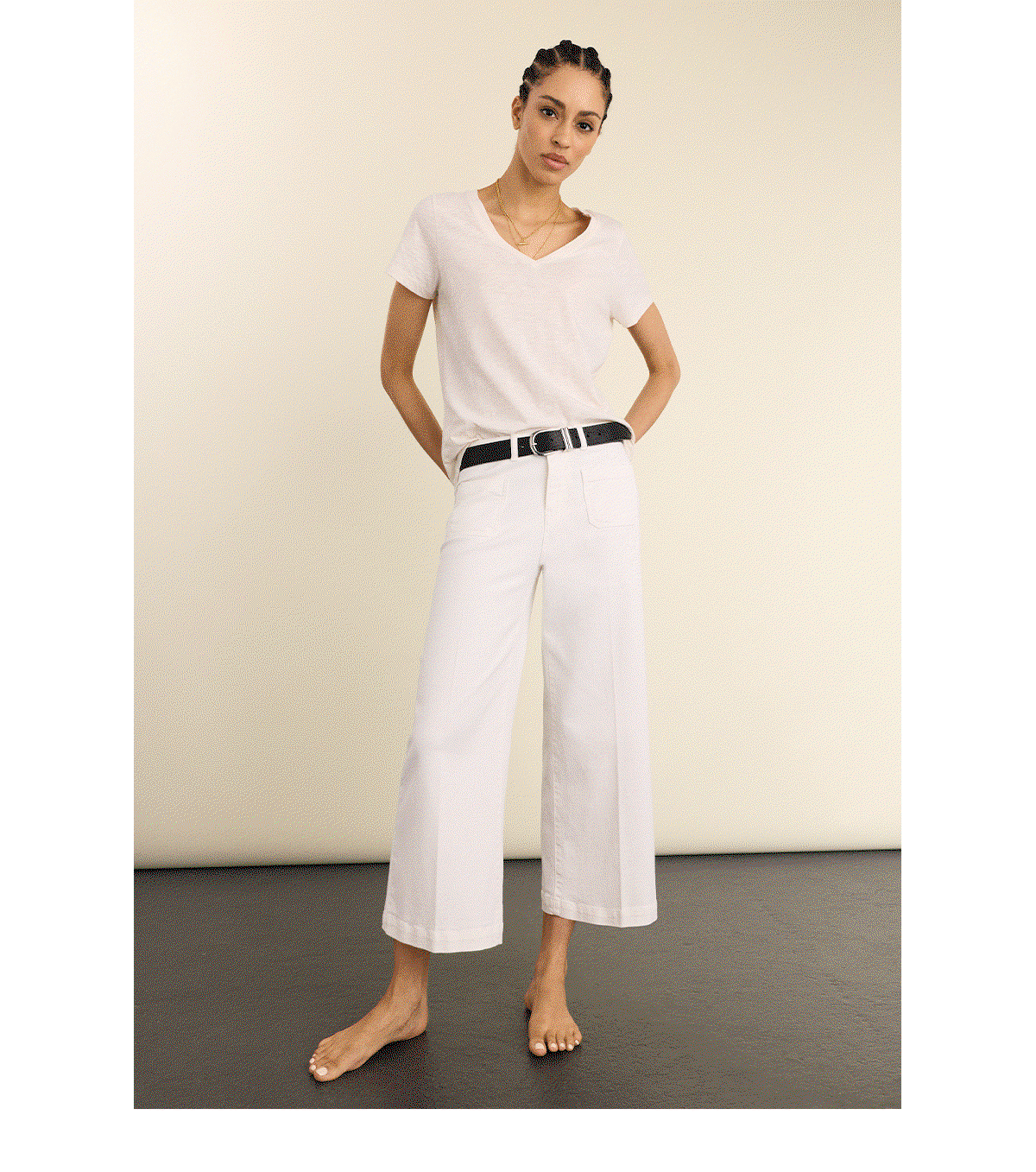 Jena Organic Cotton Stretch Wide Crop Jeans