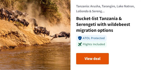 Bucket-list Tanzania & Serengeti with wildebeest migration options