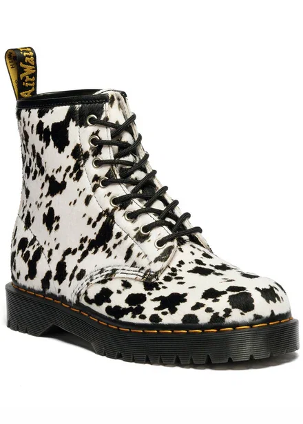 Dr. Martens 1460 Bex Dalmatian Leren Veterlaarzen Creme Zwart