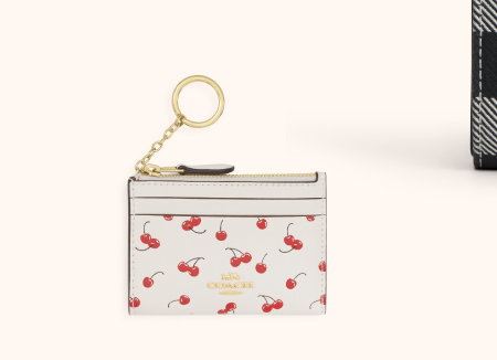 Mini Skinny Id Case With Cherry Print