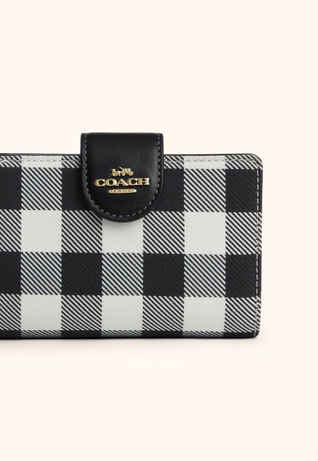 Medium Corner Zip Wallet With Gingham Print