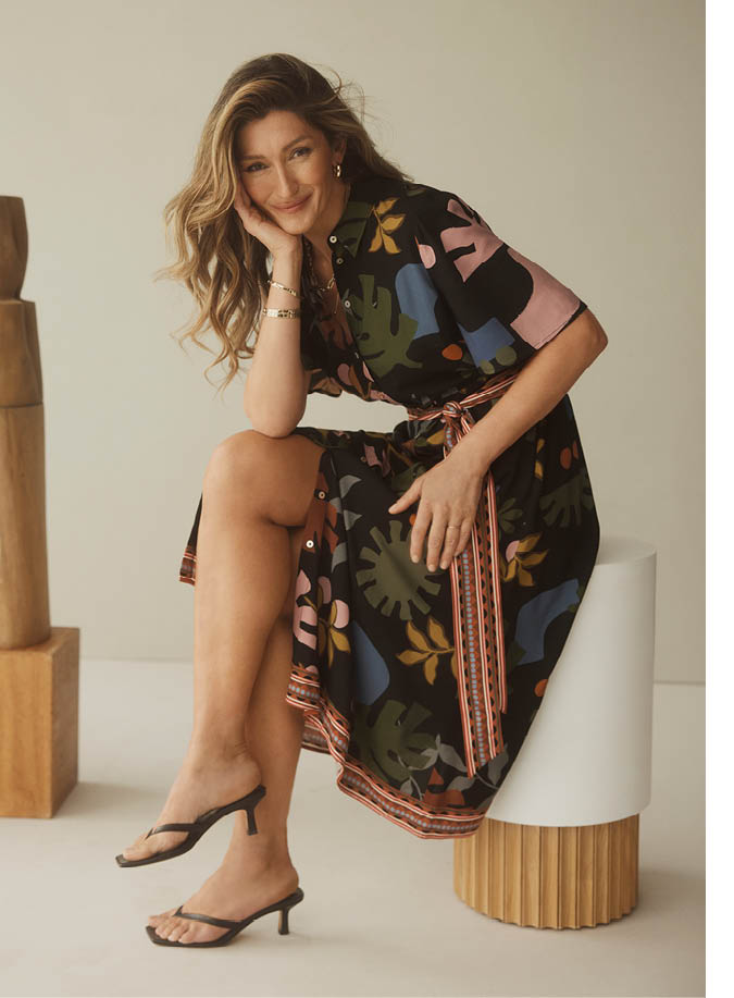 Sun Border Shirt Midi Dress