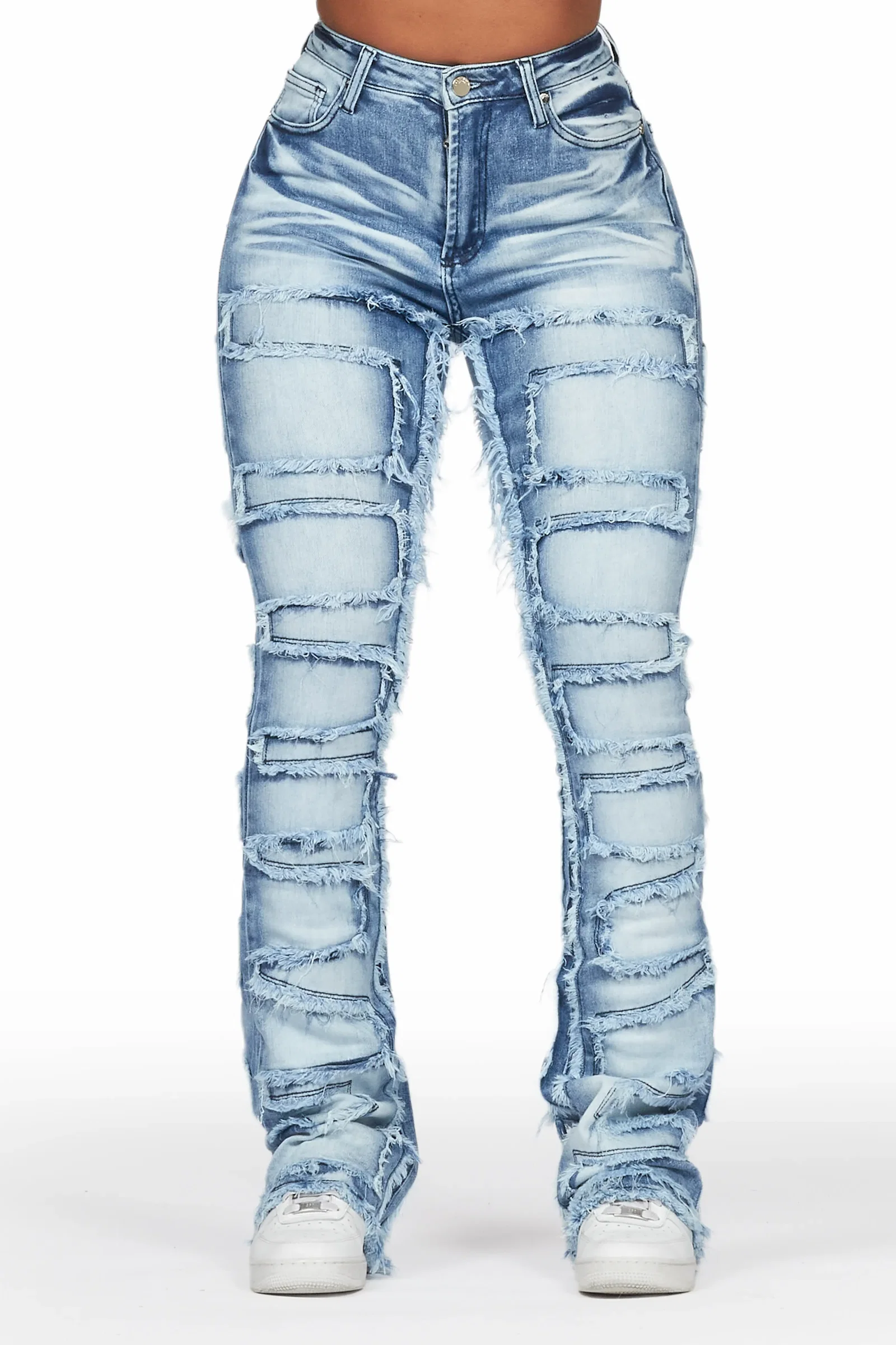 Image of Zariyah Med. Wash Stacked Flare Jean