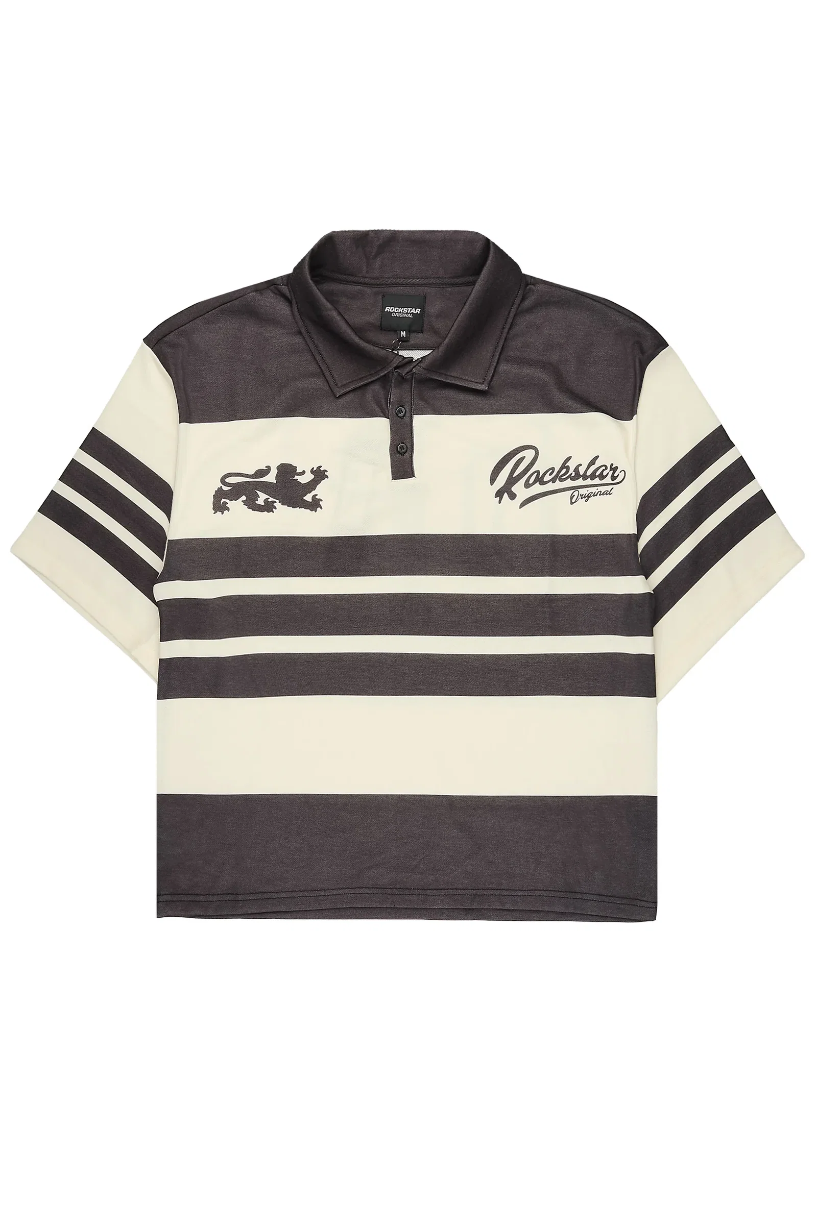 Image of Yazan Black/Cream Crop Boxy Polo Shirt