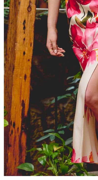 Floral Printed Satin Midi Halter Dress In Champagne Multi