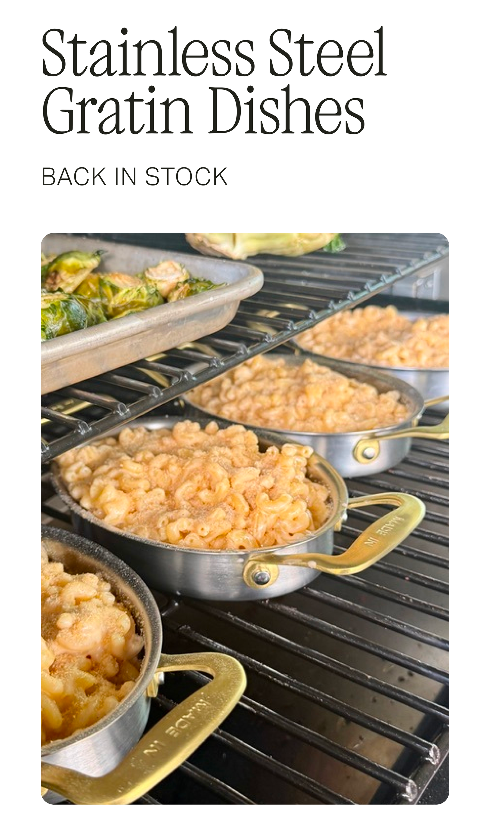 BACK IN STOCK -- SHOP GRATINS