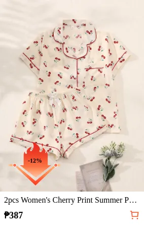 2pcs Women s Cherry Print Summer...