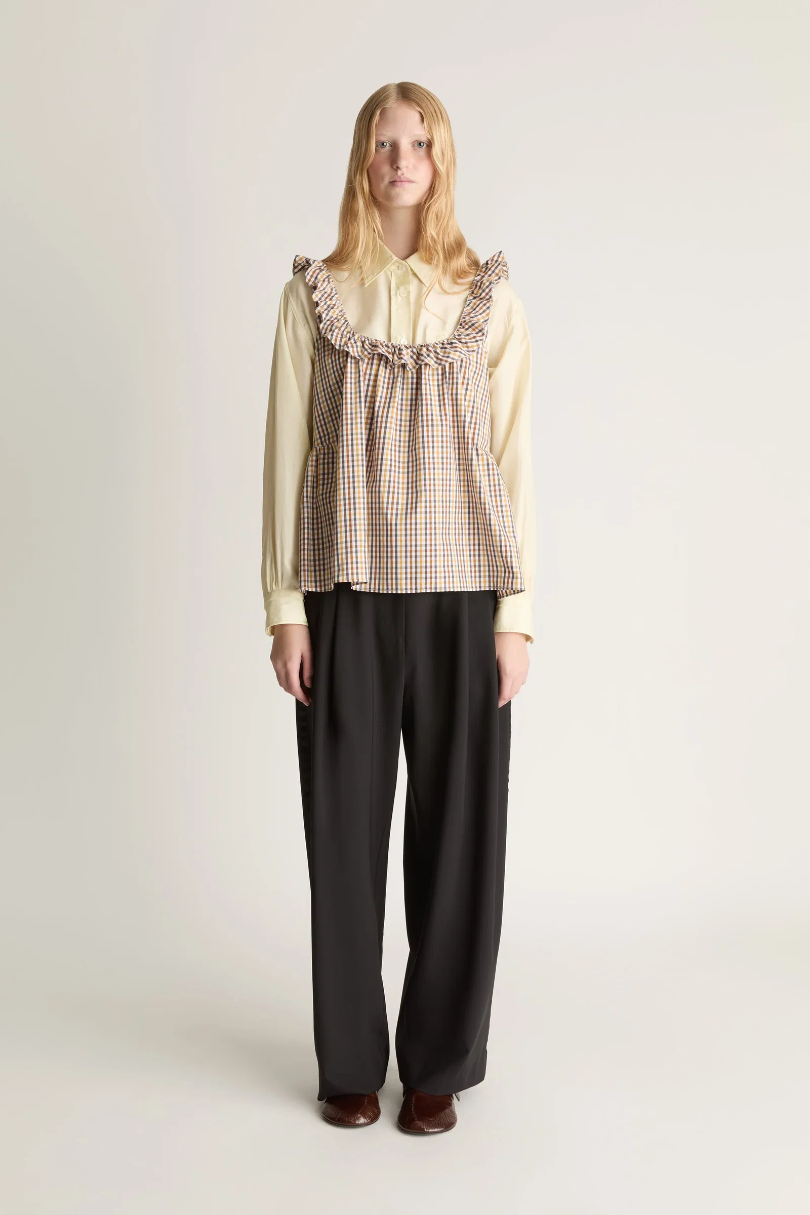 Image of Christie Poplin Check Top
