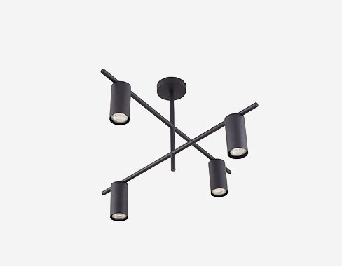 Plafón Lindby Marilou, negro arena, 4 luces, Ø 70cm