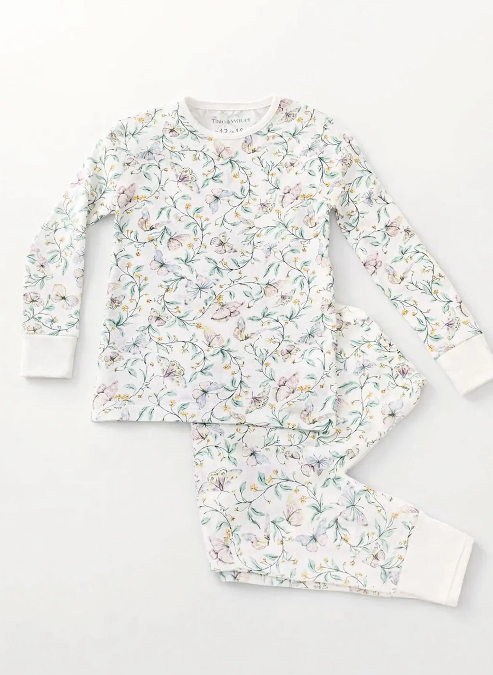 Image of Children's Two Piece Organic Pajamas - Botanical Whisper