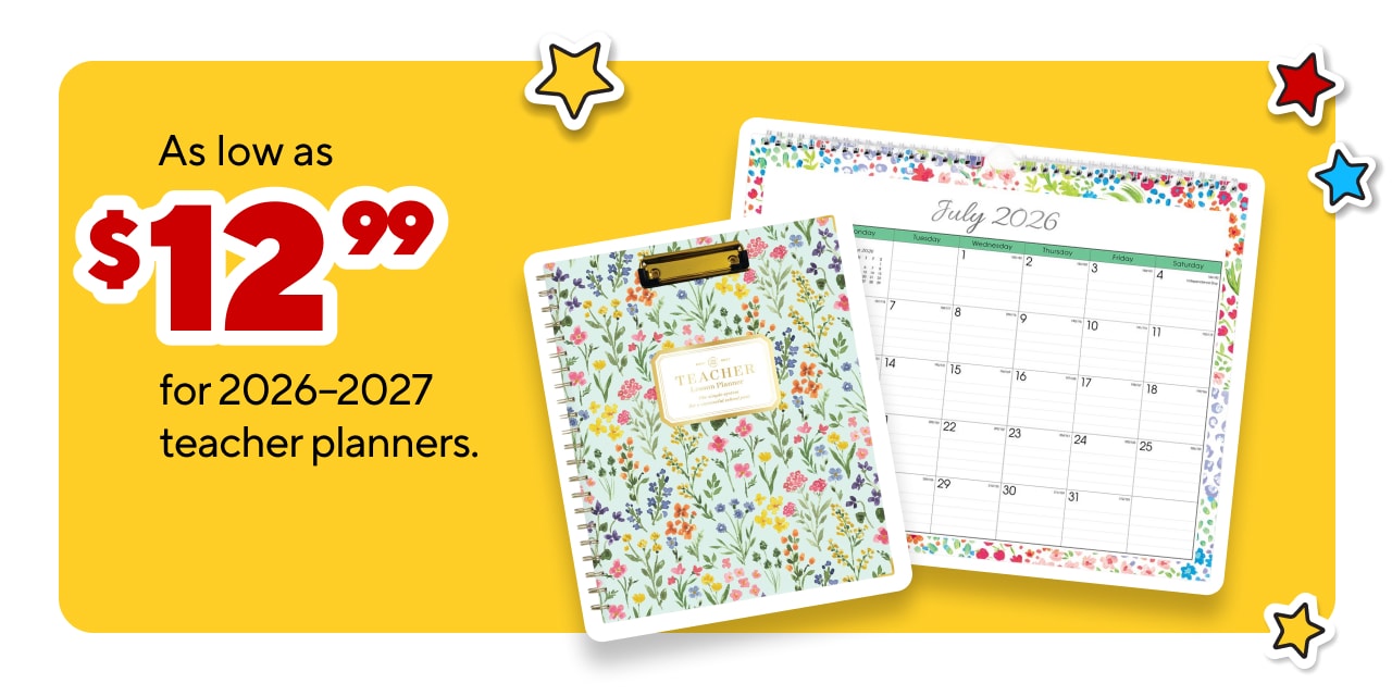 Starting at $12.99 for 2026-2027 academic year teacher planners and calendars