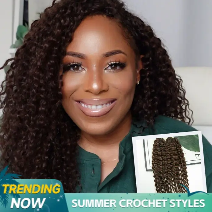 #4 Medium Brown Water Wave Human Crochet Hair