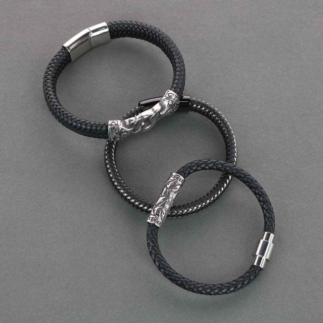 Three Leather Bracelets