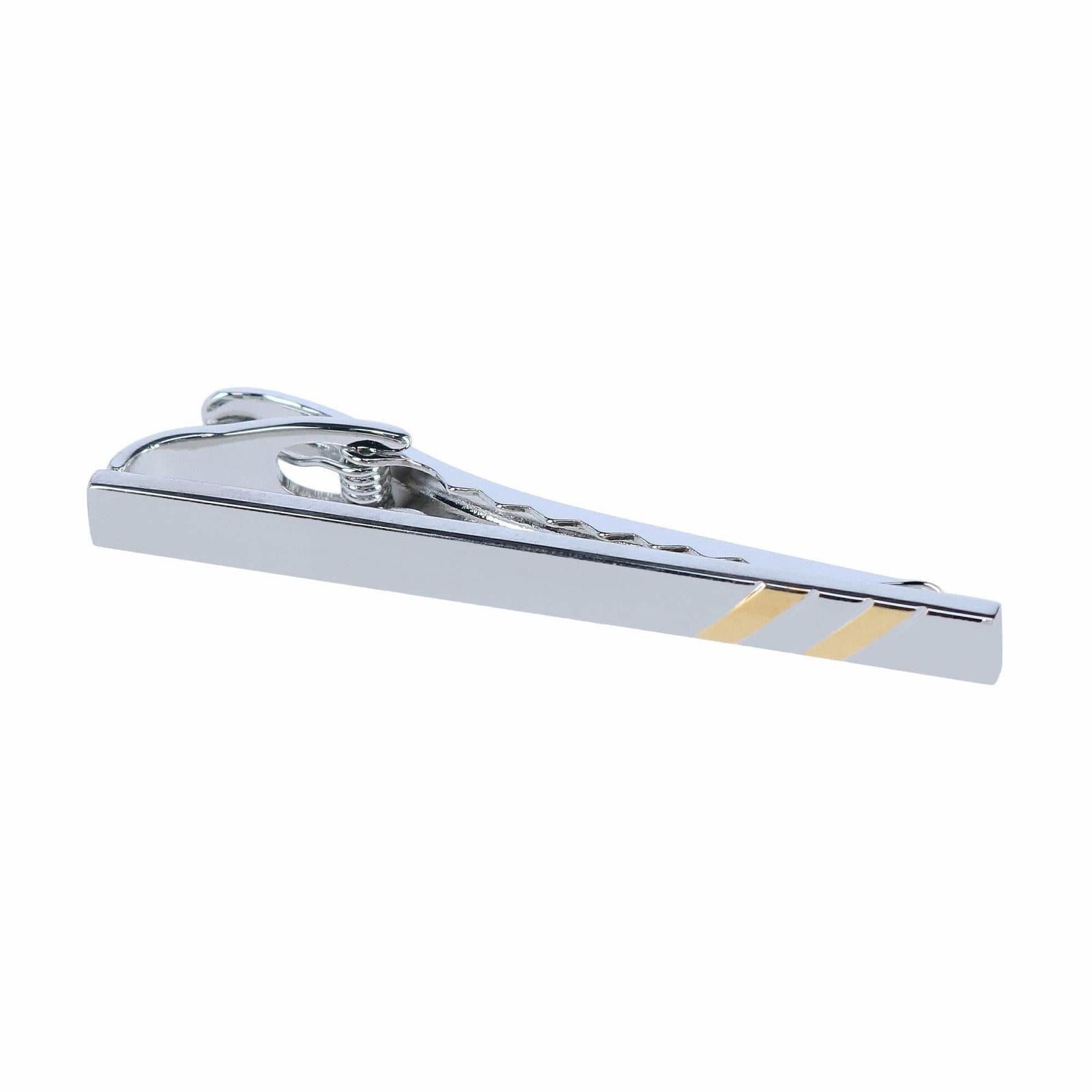 Image of Rhodium and Gold Detailed Tie Bar