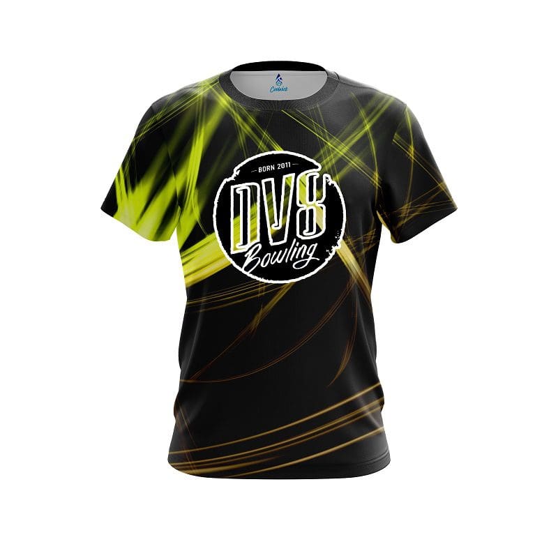 Image of DV8 Yellow Spiral CoolWick Bowling Jersey
