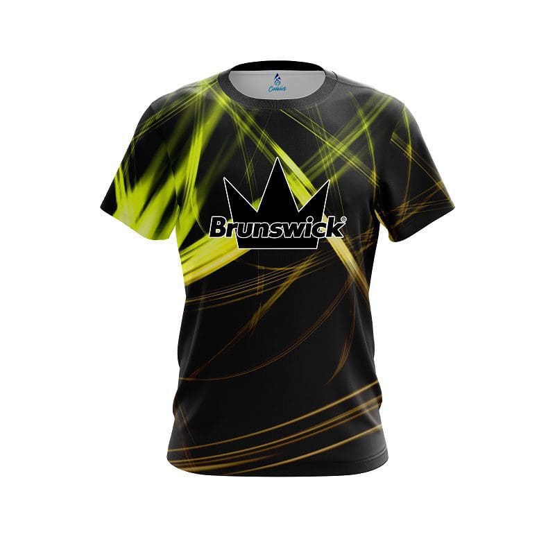 Image of Brunswick Yellow Spiral CoolWick Bowling Jersey