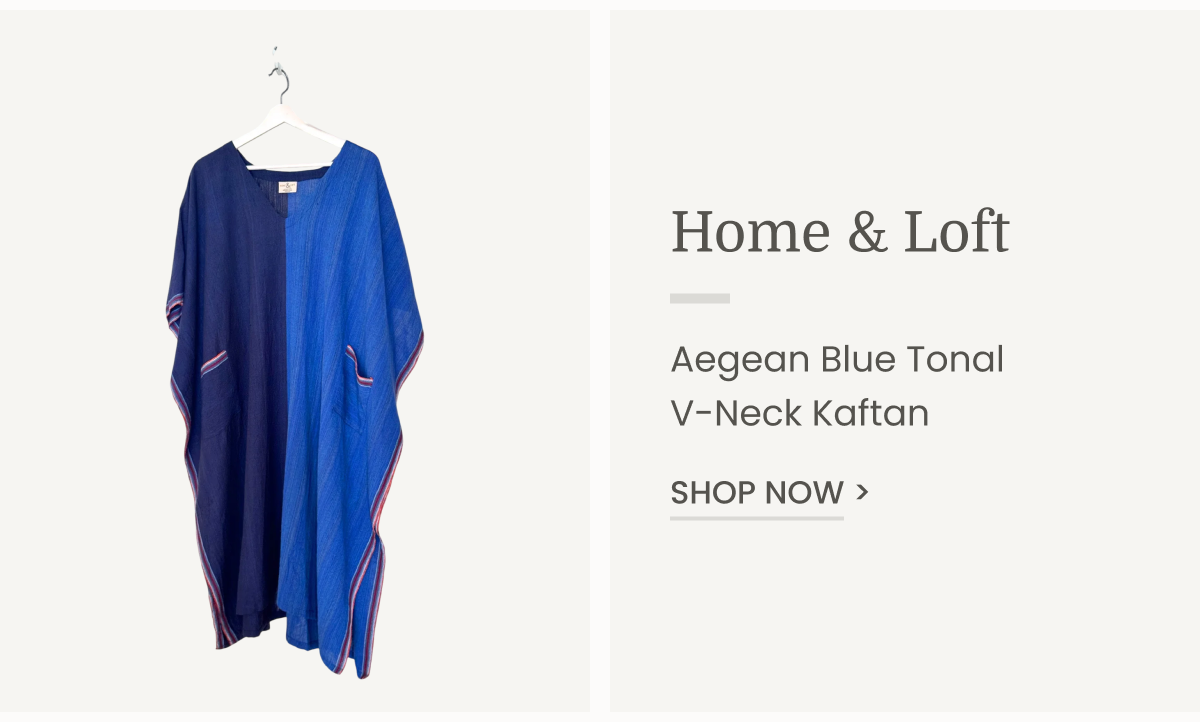 Home & Loft | Aegean Blue Tonal V-Neck Kaftan