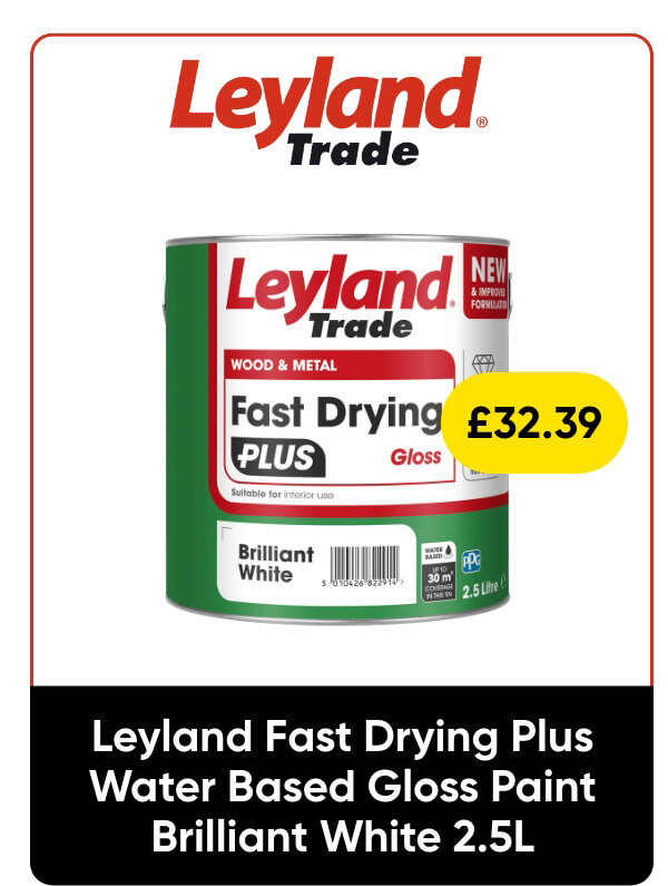 Leyland Fast Drying Plus Water Based Gloss Paint Brilliant White 2.5L