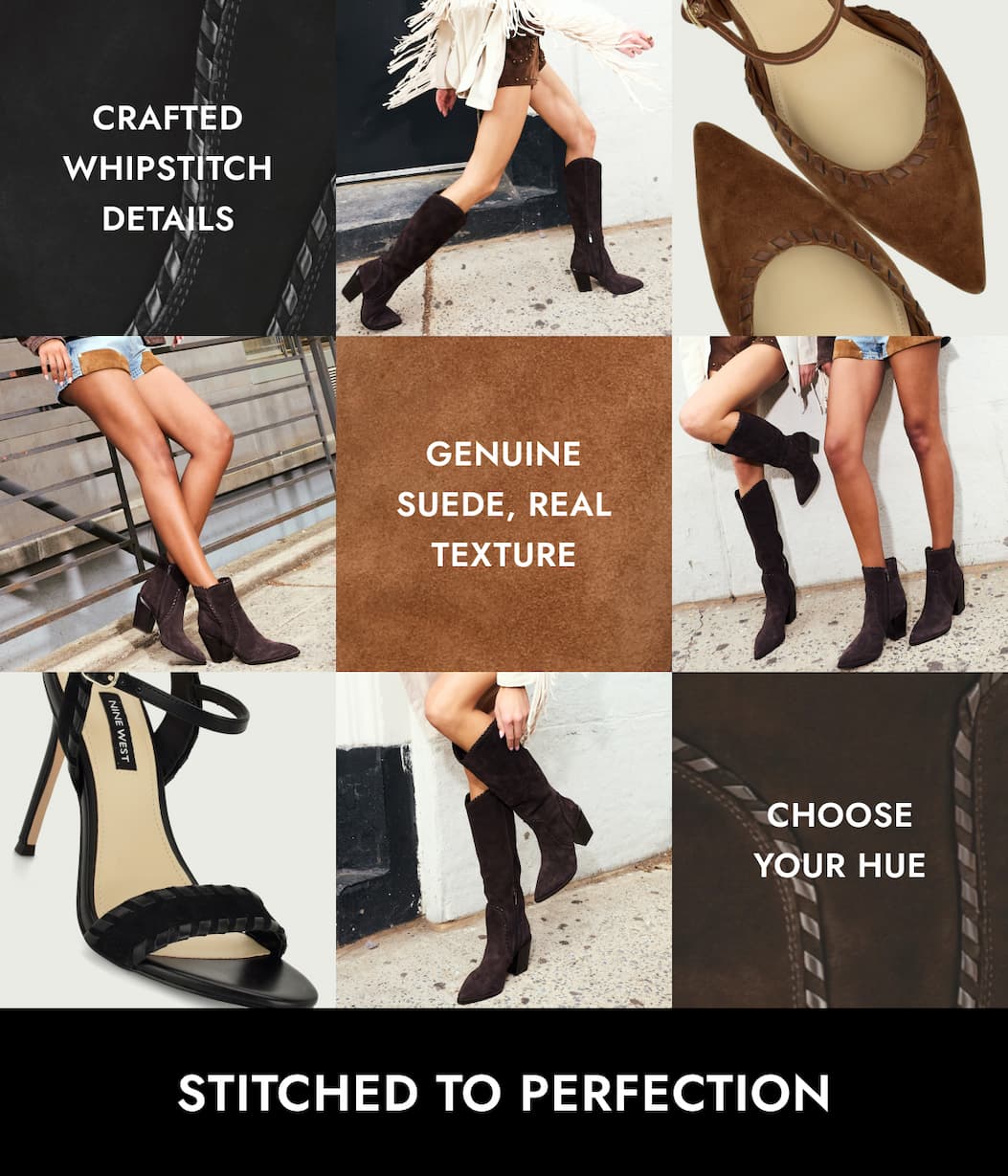 Crafted whipstitch details Genuine suede, real texture Choose your hue STITCHED TO PERFECTION