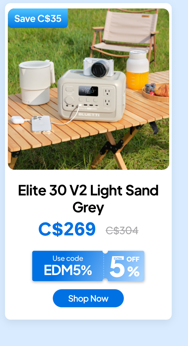 BLUETTI Elite 30 V2 Light Sand Grey, C$269