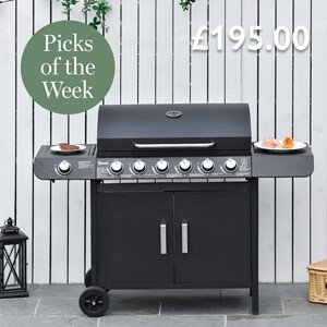 Outsunny 6+1 Burner Gas BBQ Grill Garden Barbecue With Wheels, Cabinet