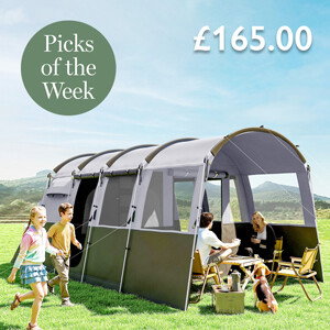Outsunny 8-Person Camping Tent Tunnel Design with 4 Large Windows Dark Grey