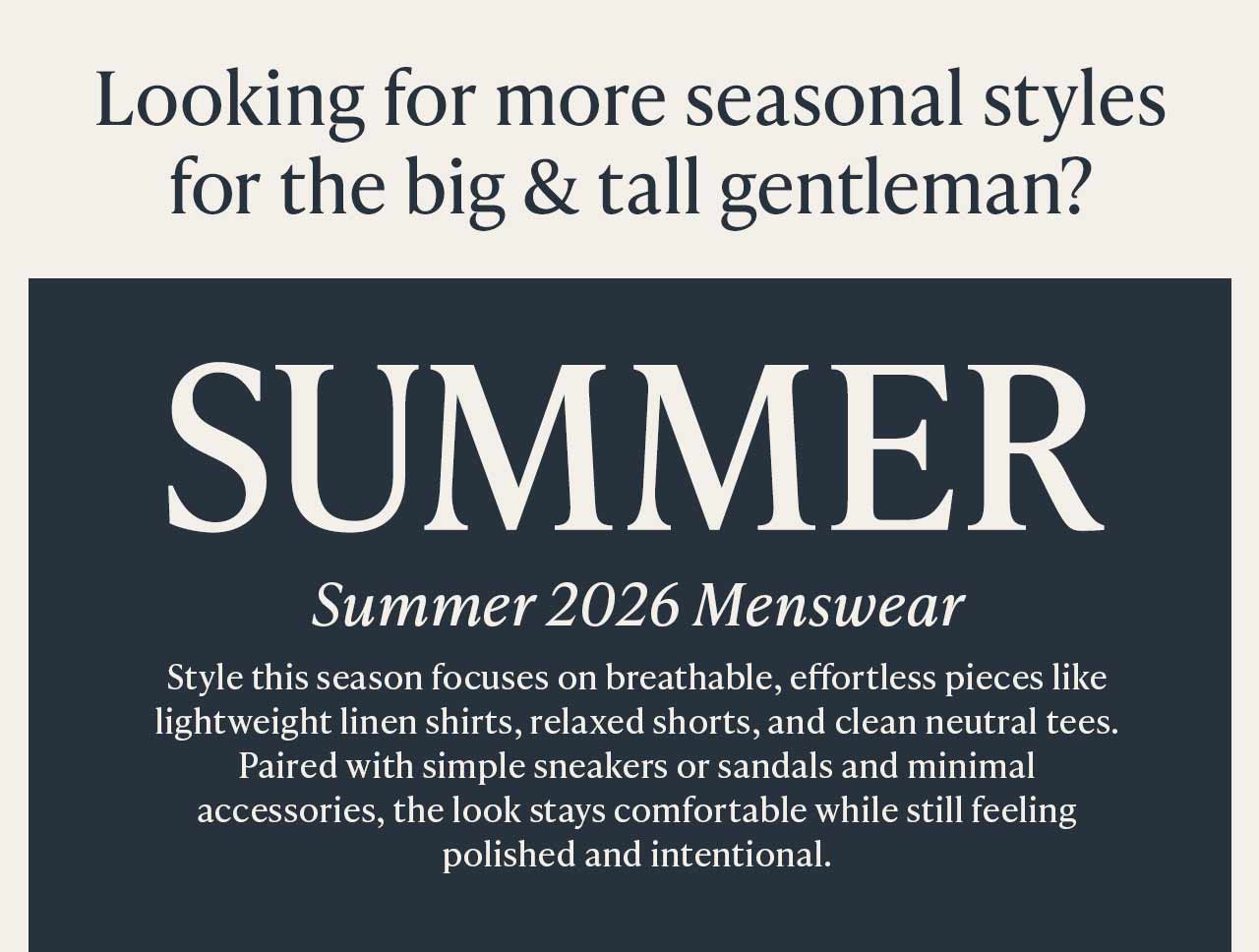 Shop new arrivals at Westport Big & Tall.