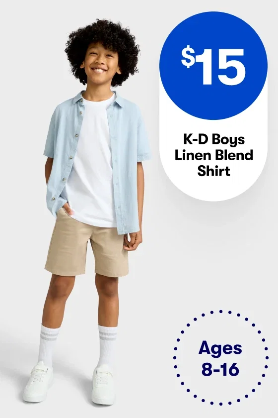 $15 K-D Boys Short Sleeve Linen Blend Shirt
