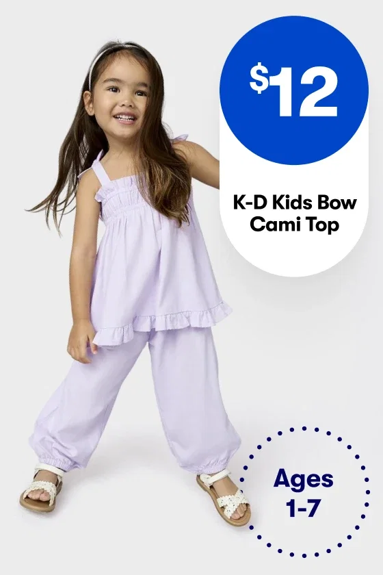 $12 K-D Kids Bow Cami Top