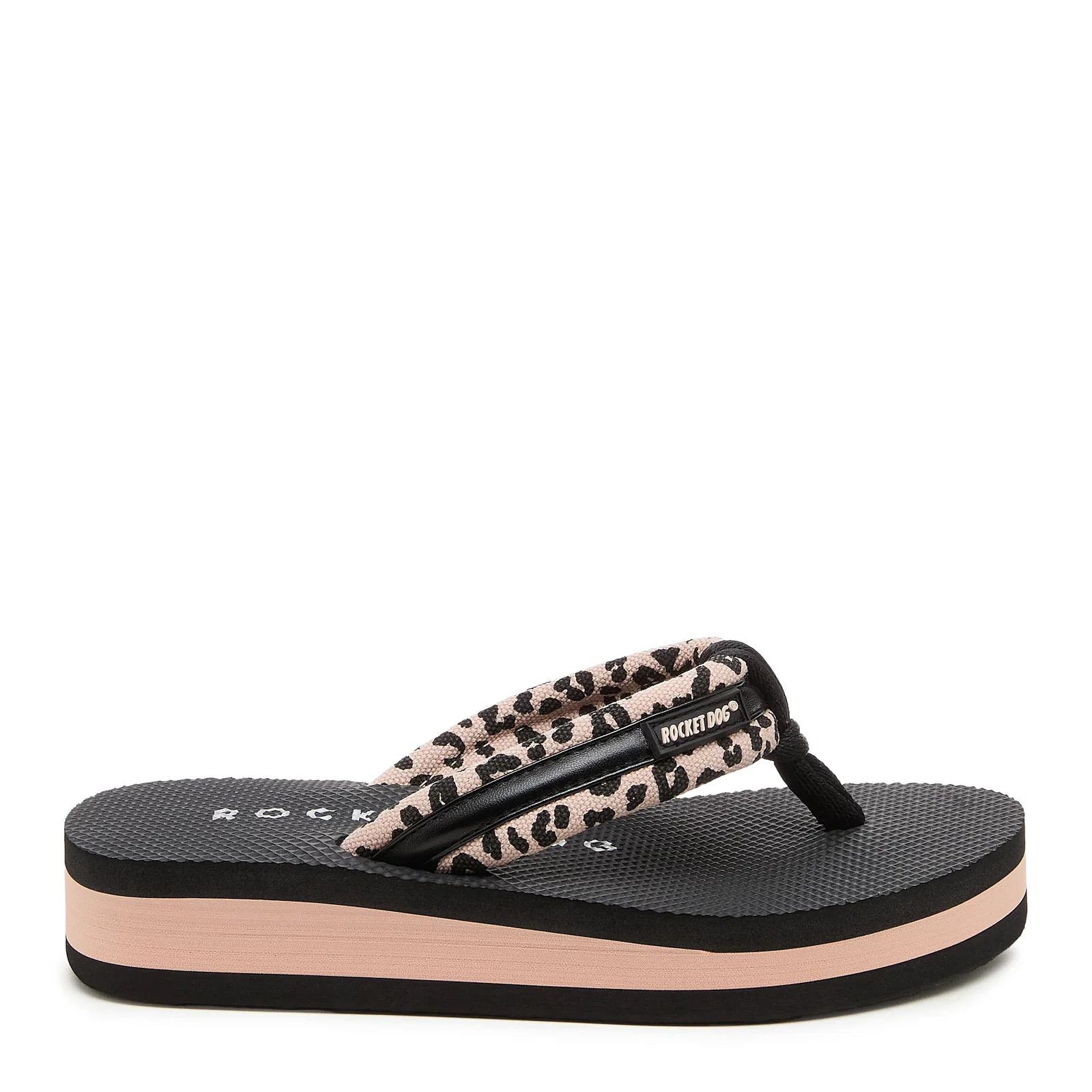 Image of Monica Light Pink Leopard Print Flip-Flops