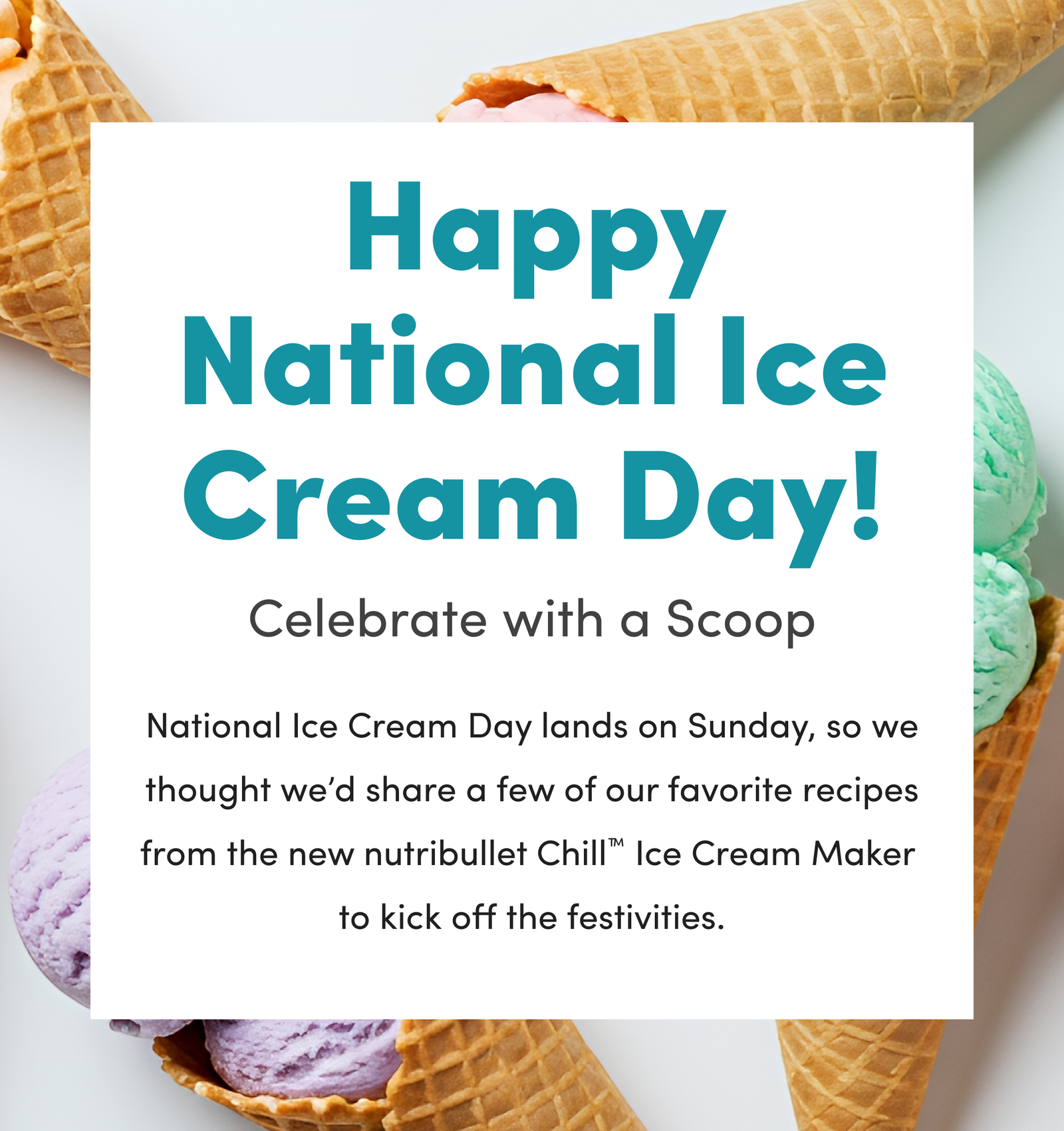 Four waffle ice cream cones on a white background, featuring scoops of pink, mint green, and purple ice cream.