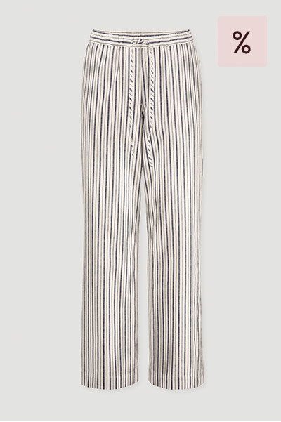 Gewebe Streifen Hose Relaxed aus Leinen und Baumwolle