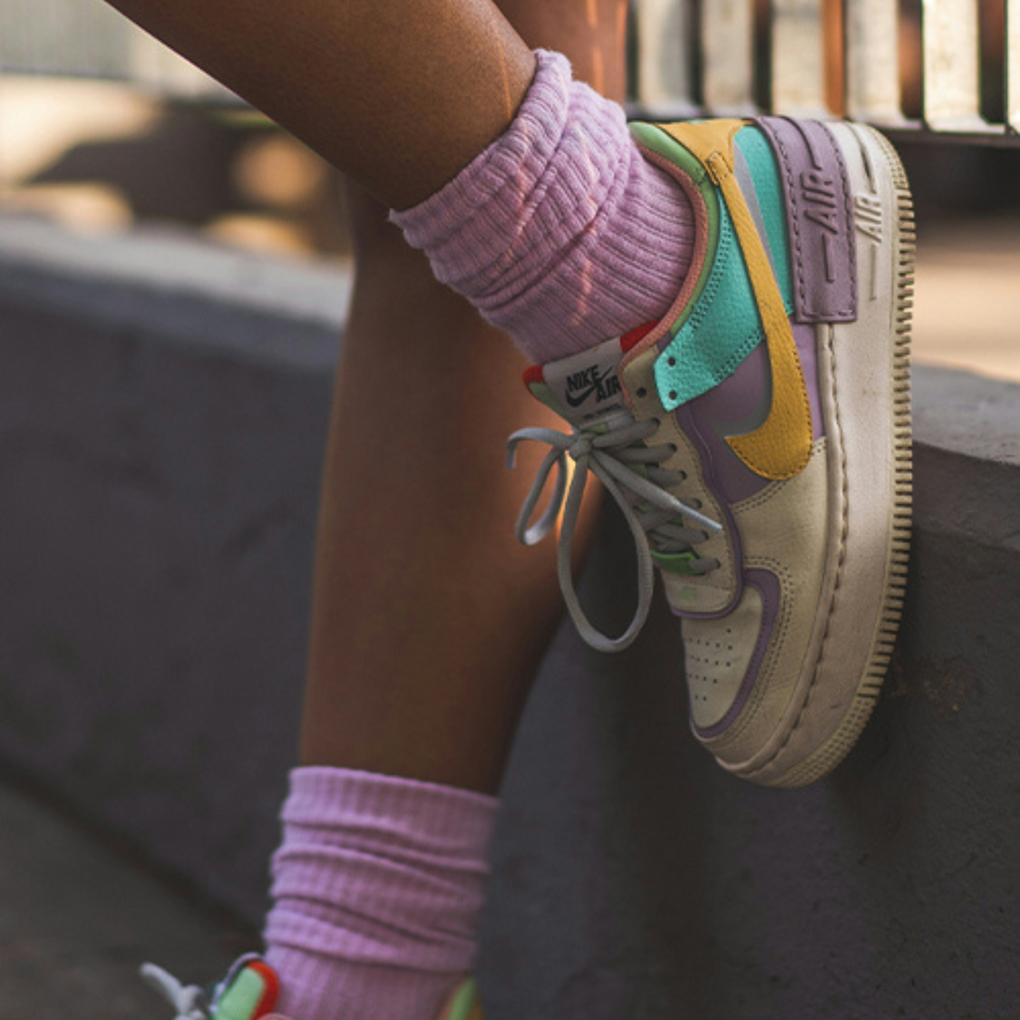 Girl wearing pink socks 