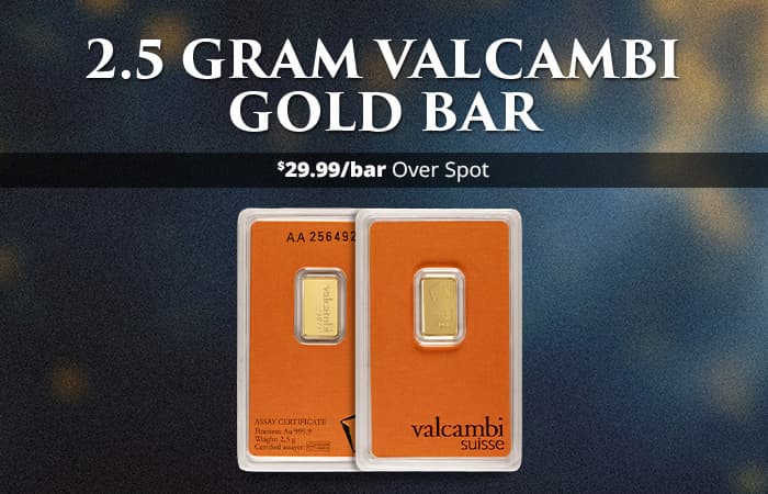SALE ENDING SOON: 2.5 Gram Valcambi Gold Bar (New w/ Assay)