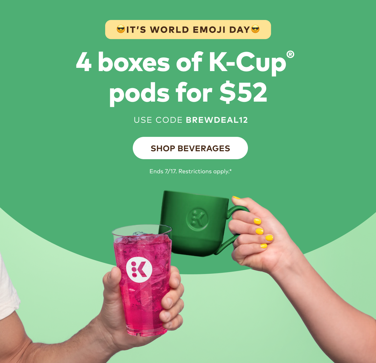 4 boxes of 20-24ct K-Cup® pods for $52 with code BREWDEAL52