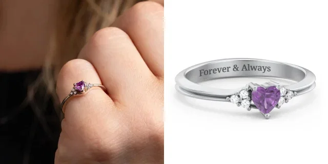 Narrow Heart Ring with Shoulder Accents