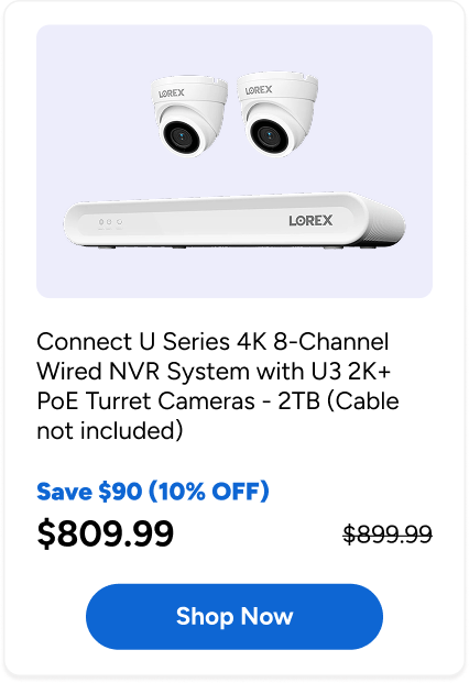 Connect V Series 4K 8-Channel Wired NVR System with V3 4K PoE Turret Cameras - 1TB (Cable not included)