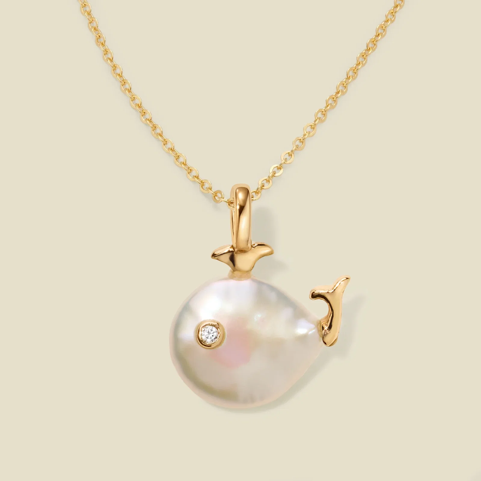 Image of Pearl Whale Charm Necklace